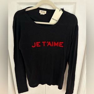 NWT Zadig & Voltaire Paris Willy Chine Je’Taime long sleeve